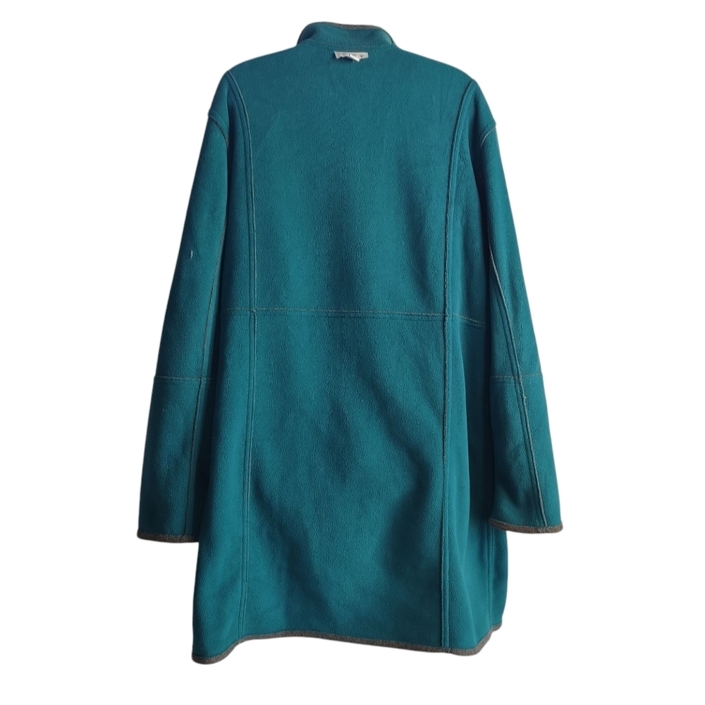 Susan Graver Womens Reversible Gray /Teal Fleece Long Sleeve Button Up Coat Sz L - Picture 9 of 13